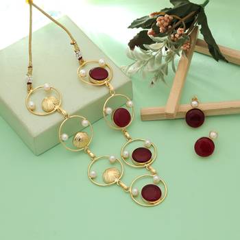Maroon color amrapali necklace set 1