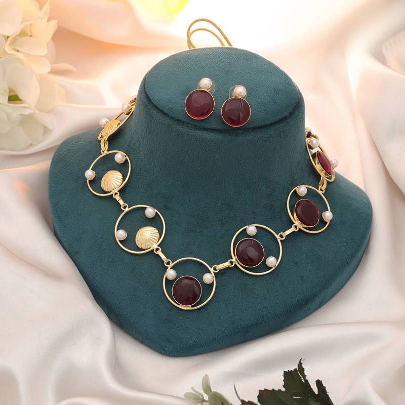 Maroon color amrapali necklace set