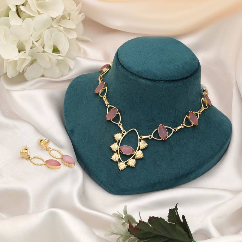 Pink color amrapali necklace set