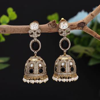 Black color american diamond earrings 1