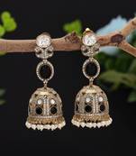 Black color american diamond earrings