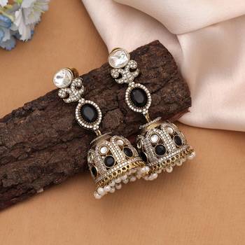 Black color american diamond earrings 2