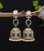 Green color american diamond earrings
