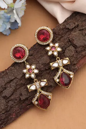 Rani color american diamond earrings