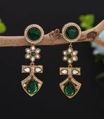 Green color american diamond earrings