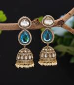 Firozi color american diamond earrings