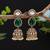 Green color american diamond earrings