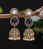Purple color american diamond earrings