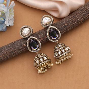 Purple color american diamond earrings 2
