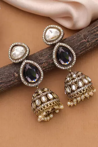 Purple color american diamond earrings