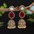 Red color american diamond earrings