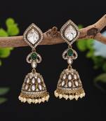 Green color american diamond earrings