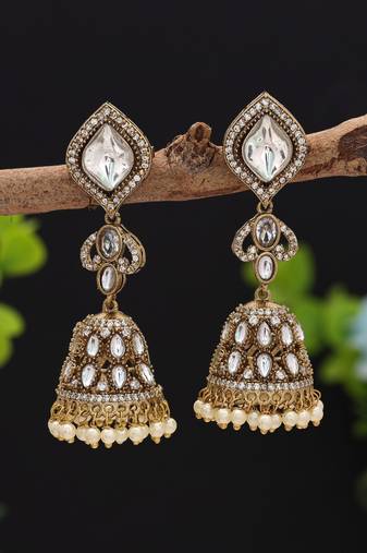 White color american diamond earrings