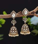 Pista green color american diamond earrings