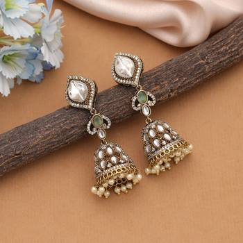 Pista green color american diamond earrings 2