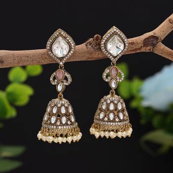 Light pink color american diamond earrings 1