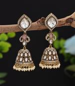 Light pink color american diamond earrings