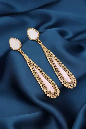 Light pink color matte gold earrings