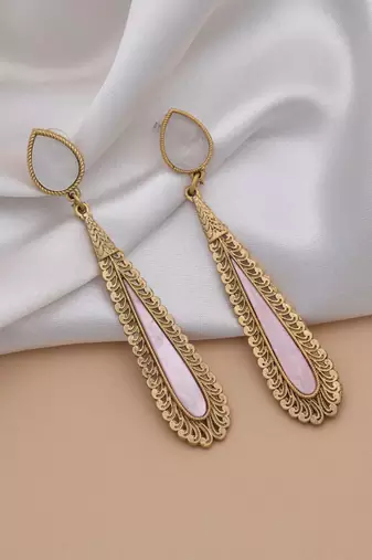 Light pink color matte gold earrings