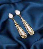 White color matte gold earrings