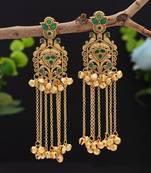 Green color long kasmiri earrings