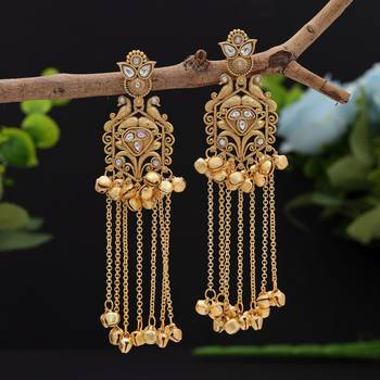 Gold color long kasmiri earrings 1