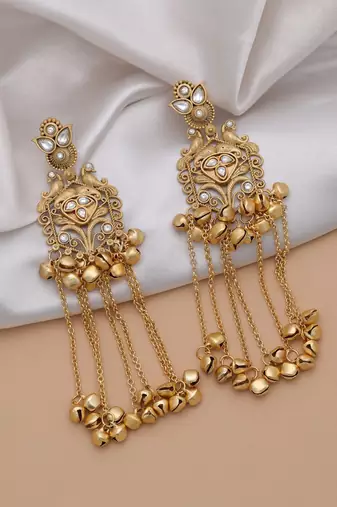 Gold color long kasmiri earrings