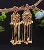 Rani color long kasmiri earrings