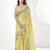 YELLOW linen silk blend saree for festive & party wear