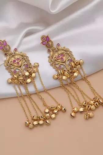 Rani color long kasmiri earrings