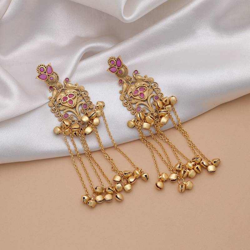 Rani color long kasmiri earrings