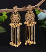 Light pink color long kasmiri earrings
