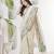 OFF WHITE linen silk blend saree for festive & party wear