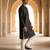 Mens silk blend black solid embroidered kurta
