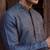 Mens silk blend Blue solid embroidered kurta