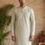 Mens silk blend green solid embroidered kurta