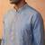 Mens silk blend blue solid embroidered kurta