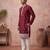 Mens silk blend maroon solid embroidered kurta
