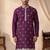 Mens silk blend purple solid embroidered kurta