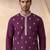 Mens silk blend purple solid embroidered kurta