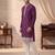 Mens silk blend purple solid embroidered kurta