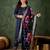 Floral embroidered silk round neck kurta trouser & dupatta set