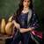 Floral embroidered silk round neck kurta trouser & dupatta set