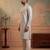 Mens silk blend silver solid embroidered kurta