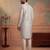Mens silk blend silver solid embroidered kurta