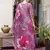 Floral embroidered silk round neck kurta trouser & dupatta set