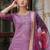 Floral embroidered silk round neck kurta trouser & dupatta set