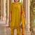 Floral embroidered silk round neck kurta trouser & dupatta set