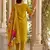 Floral embroidered silk round neck kurta trouser & dupatta set