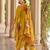 Floral embroidered silk round neck kurta trouser & dupatta set